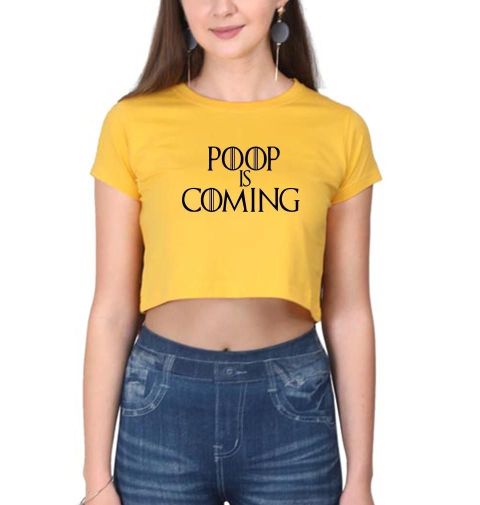 Poop Is Coming Womens Crop Top-FunkyTradition Half Sleeves T-Shirt FunkyTradition