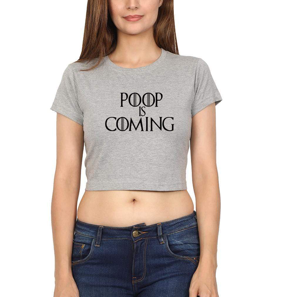 Poop Is Coming Womens Crop Top-FunkyTradition Half Sleeves T-Shirt FunkyTradition