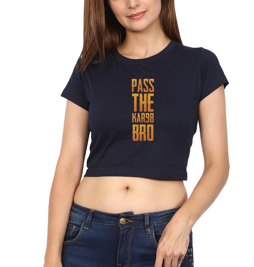 PUBG Pass The KAR98 Bro Womens Crop Top-FunkyTradition Half Sleeves T-Shirt FunkyTradition