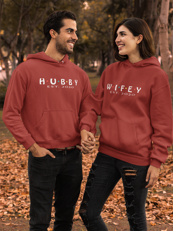 Hubby Wife Couple Pre Wedding Photoshoot Couple Hoodie-FashionRazor