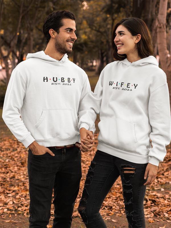 Hubby Wife Couple Pre Wedding Photoshoot Couple Hoodie-FashionRazor