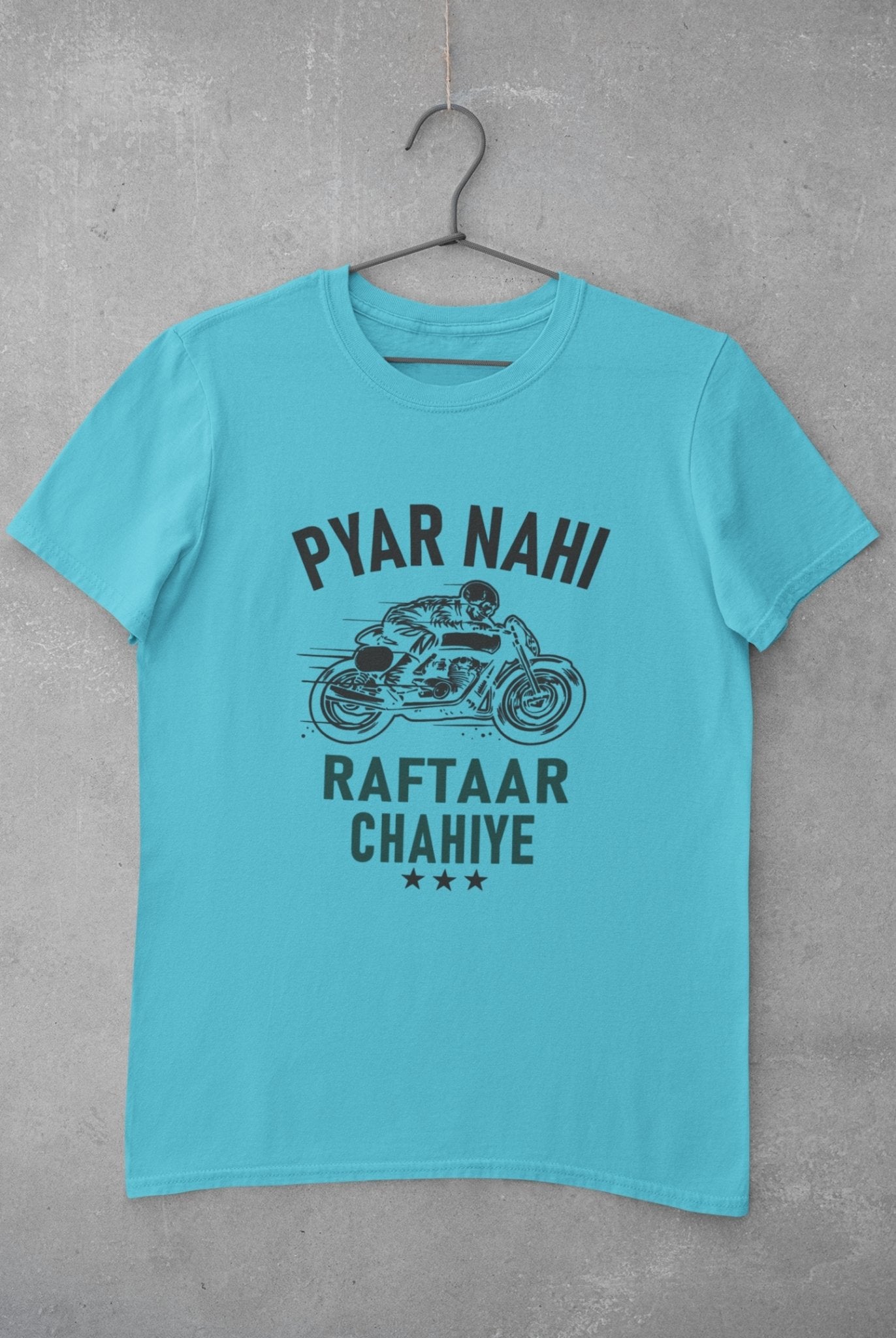 Pyaar Nahi Raftaar Chahiye Biker Mens Half Sleeves T-shirt- FunkyTeesClub - Funky Tees Club