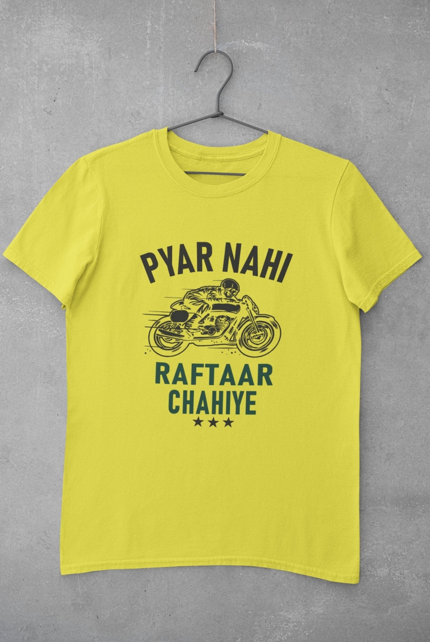 Pyaar Nahi Raftaar Chahiye Biker Mens Half Sleeves T-shirt- FunkyTeesClub - Funky Tees Club