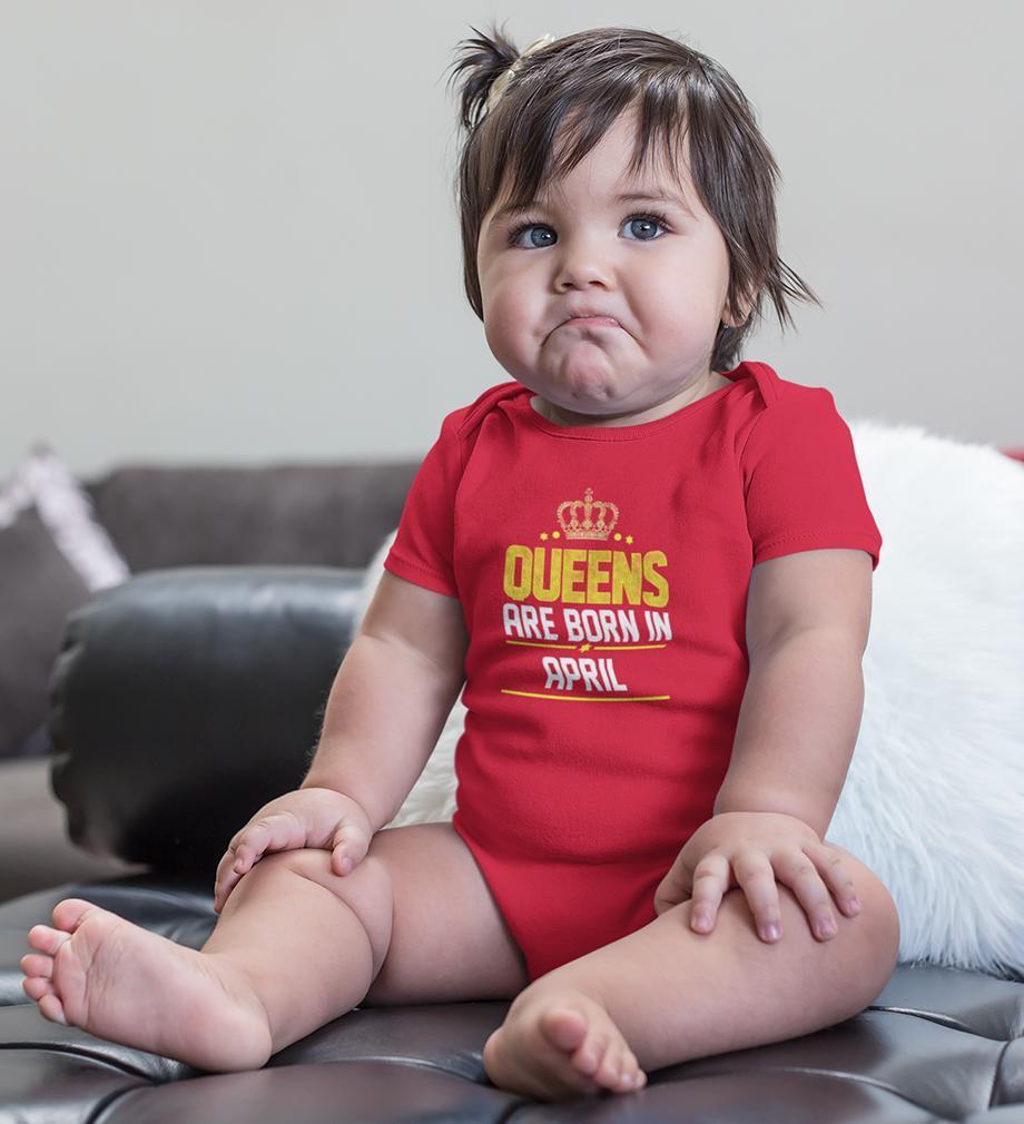 Queens Are Born In April Rompers for Baby Girl- FunkyTradition FunkyTradition