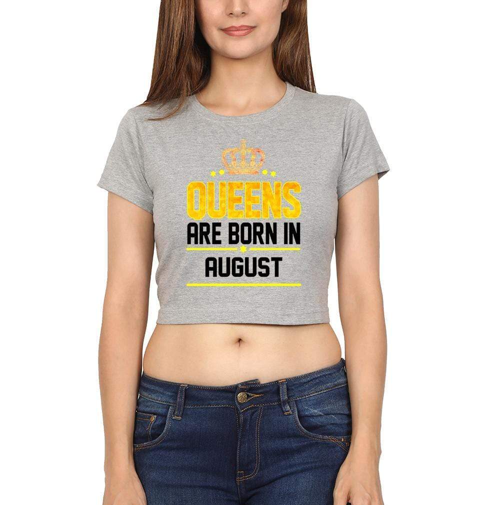 Queens Are Born In August Womens Crop Top-FunkyTradition Half Sleeves T-Shirt FunkyTradition