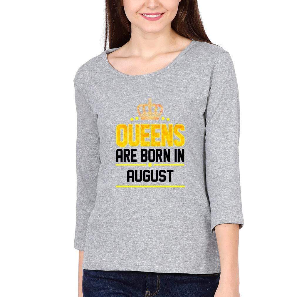 Queens Are Born In august Womens Full Sleeves T-Shirts-FunkyTradition Half Sleeves T-Shirt FunkyTradition