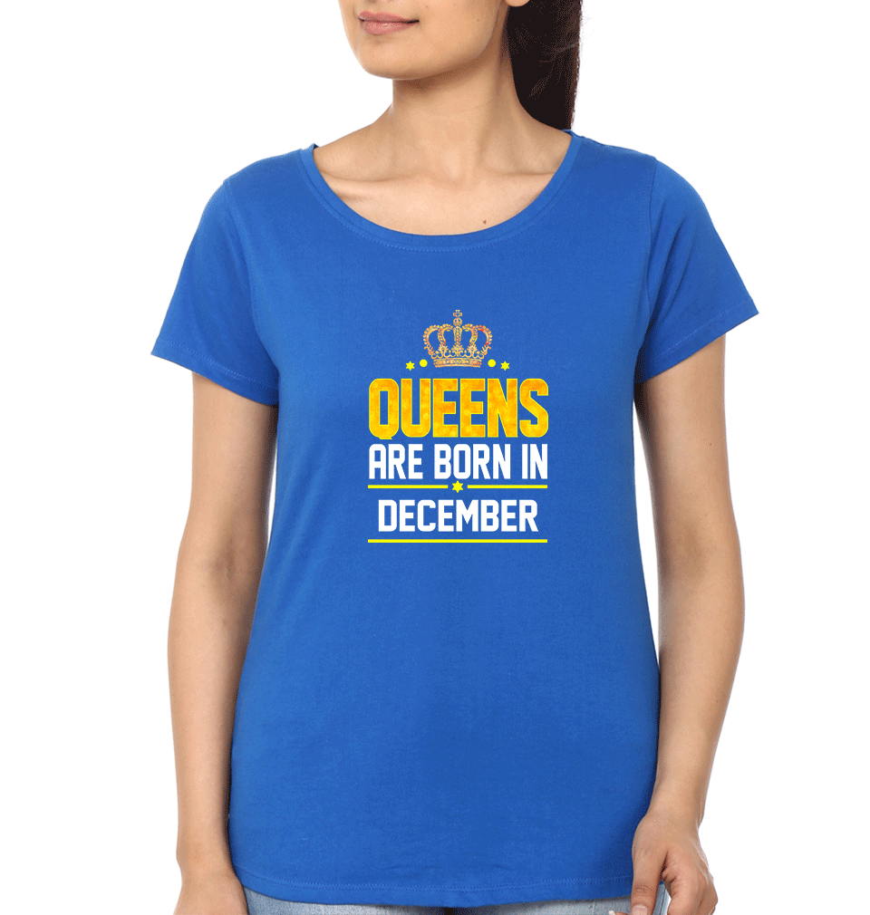 Queens Are Born In December Womens Half Sleeves T-Shirts-FunkyTradition Half Sleeves T-Shirt FunkyTradition