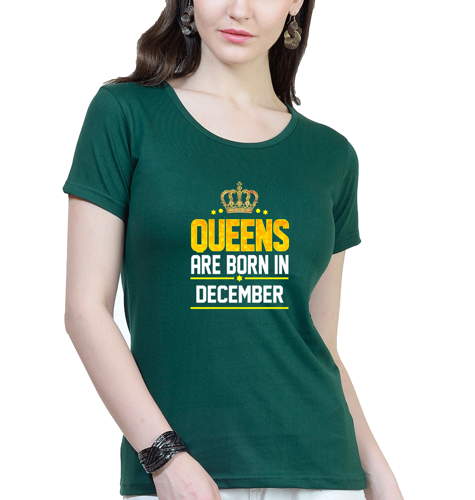 Queens Are Born In December Womens Half Sleeves T-Shirts-FunkyTradition Half Sleeves T-Shirt FunkyTradition
