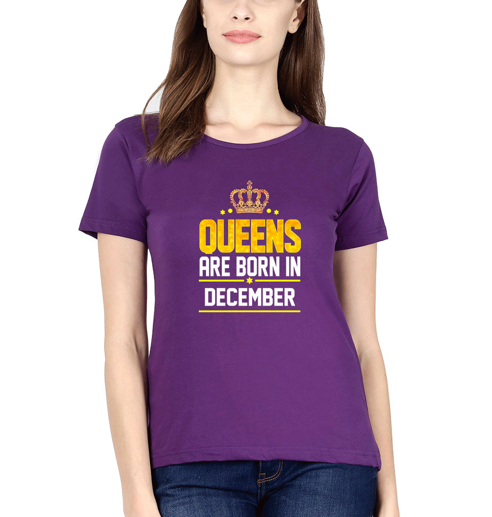 Queens Are Born In December Womens Half Sleeves T-Shirts-FunkyTradition Half Sleeves T-Shirt FunkyTradition