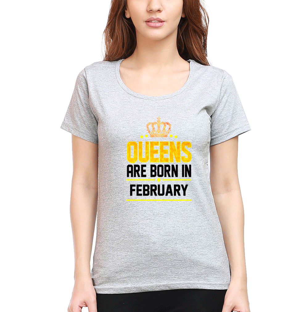 Queens Are Born In February Womens Half Sleeves T-Shirts-FunkyTradition Half Sleeves T-Shirt FunkyTradition