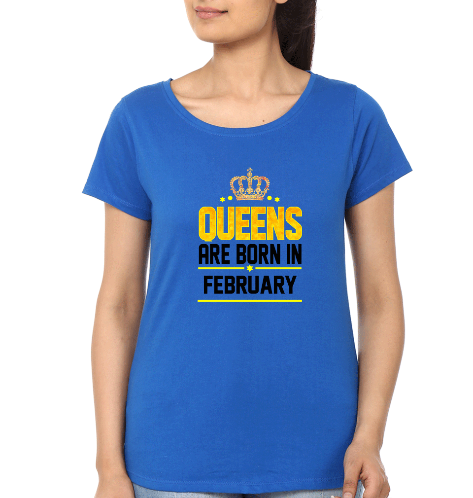 Queens Are Born In February Womens Half Sleeves T-Shirts-FunkyTradition Half Sleeves T-Shirt FunkyTradition
