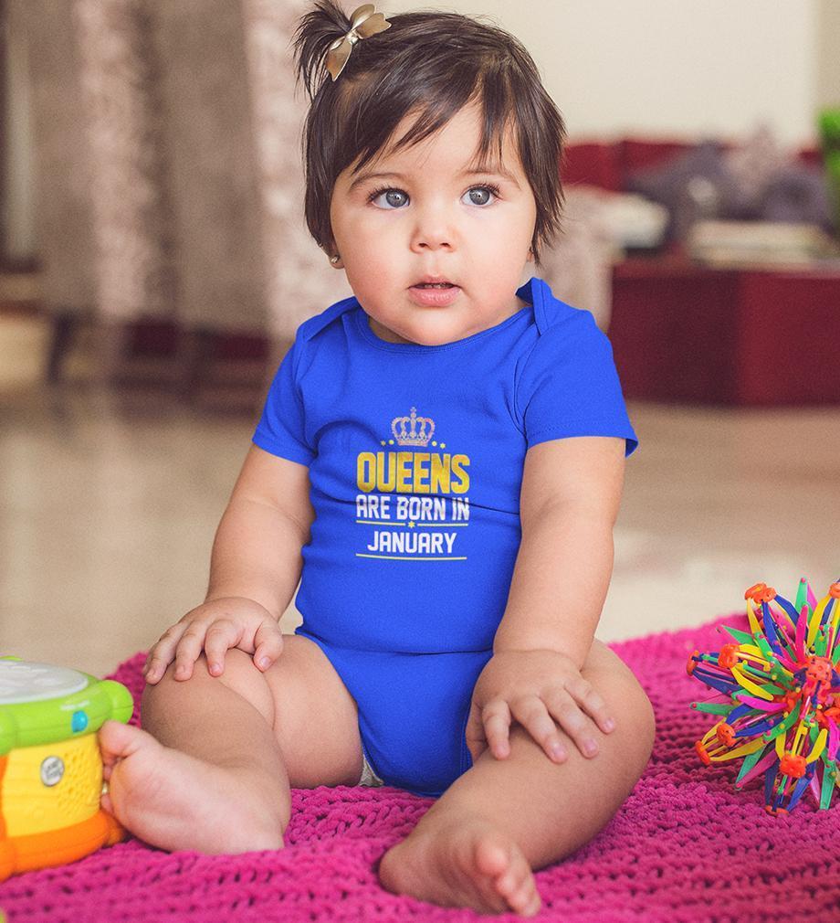 Queens Are Born In January Rompers for Baby Girl- FunkyTradition FunkyTradition