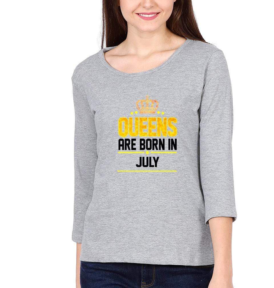 Queens Are Born In July Womens Full Sleeves T-Shirts-FunkyTradition Half Sleeves T-Shirt FunkyTradition