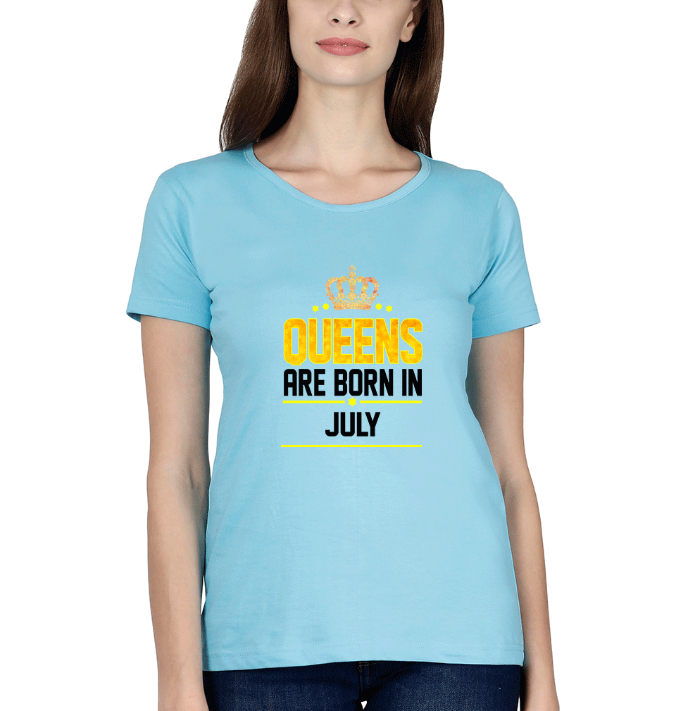 Queens Are Born In July Womens Half Sleeves T-Shirts-FunkyTradition Half Sleeves T-Shirt FunkyTradition