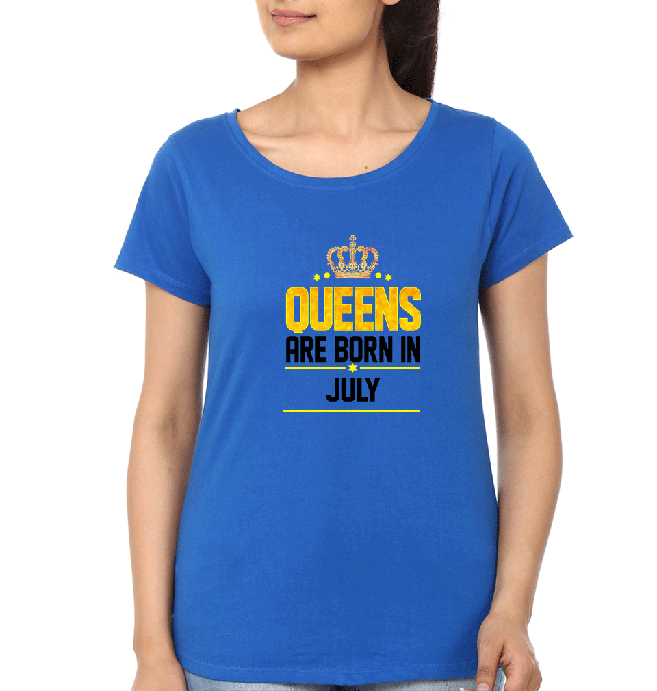 Queens Are Born In July Womens Half Sleeves T-Shirts-FunkyTradition Half Sleeves T-Shirt FunkyTradition