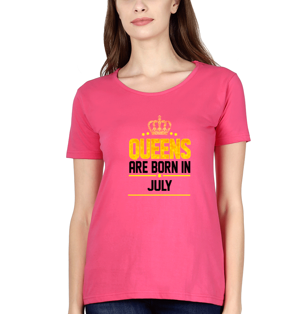 Queens Are Born In July Womens Half Sleeves T-Shirts-FunkyTradition Half Sleeves T-Shirt FunkyTradition
