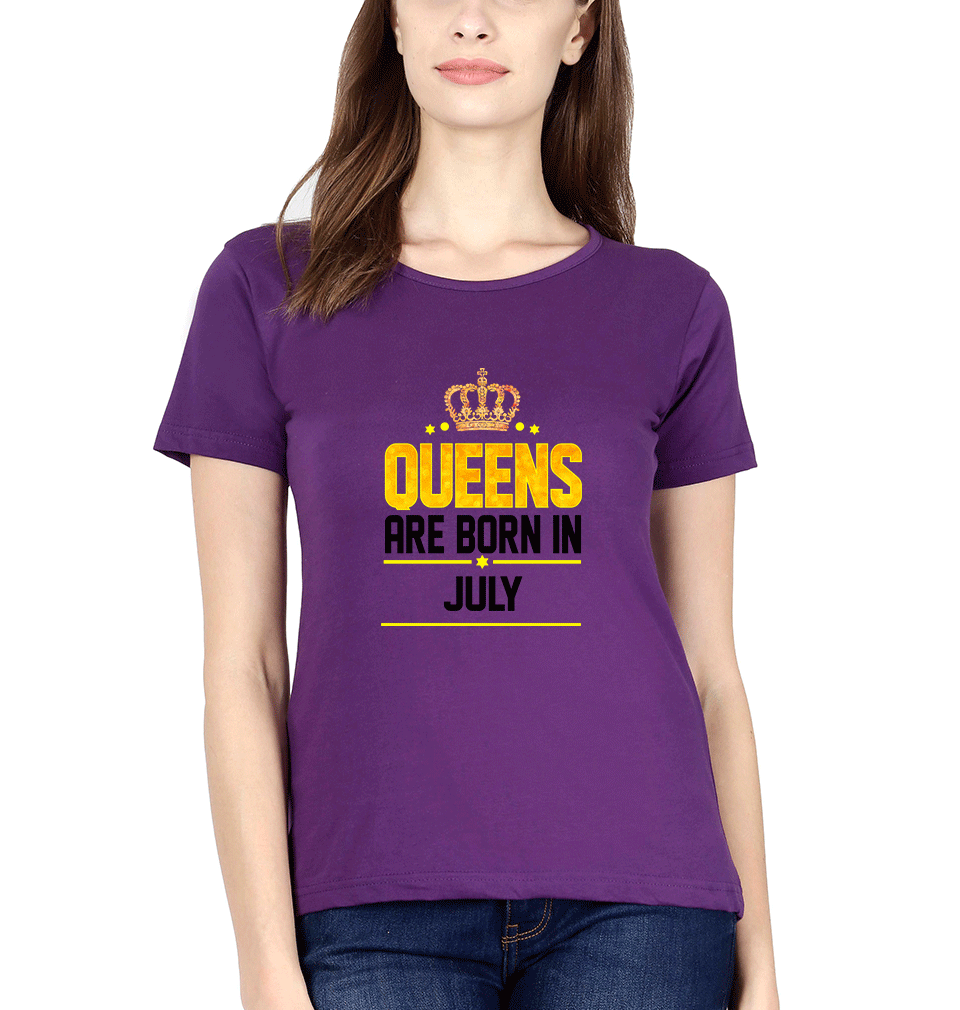 Queens Are Born In July Womens Half Sleeves T-Shirts-FunkyTradition Half Sleeves T-Shirt FunkyTradition