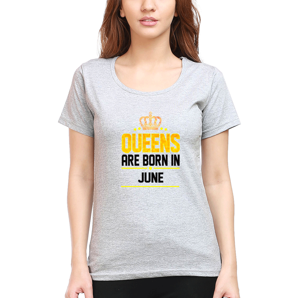 Queens Are Born In June Womens Half Sleeves T-Shirts-FunkyTradition Half Sleeves T-Shirt FunkyTradition