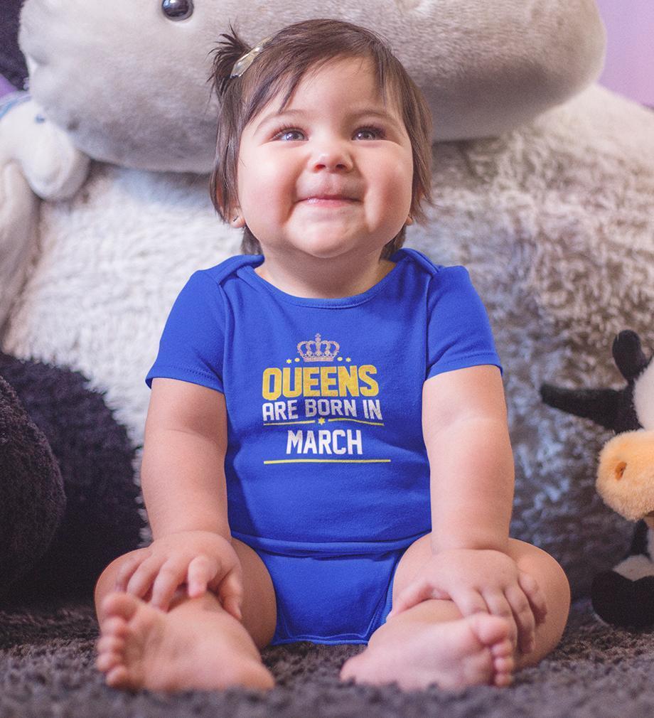 Queens Are Born In March Rompers for Baby Girl- FunkyTradition FunkyTradition