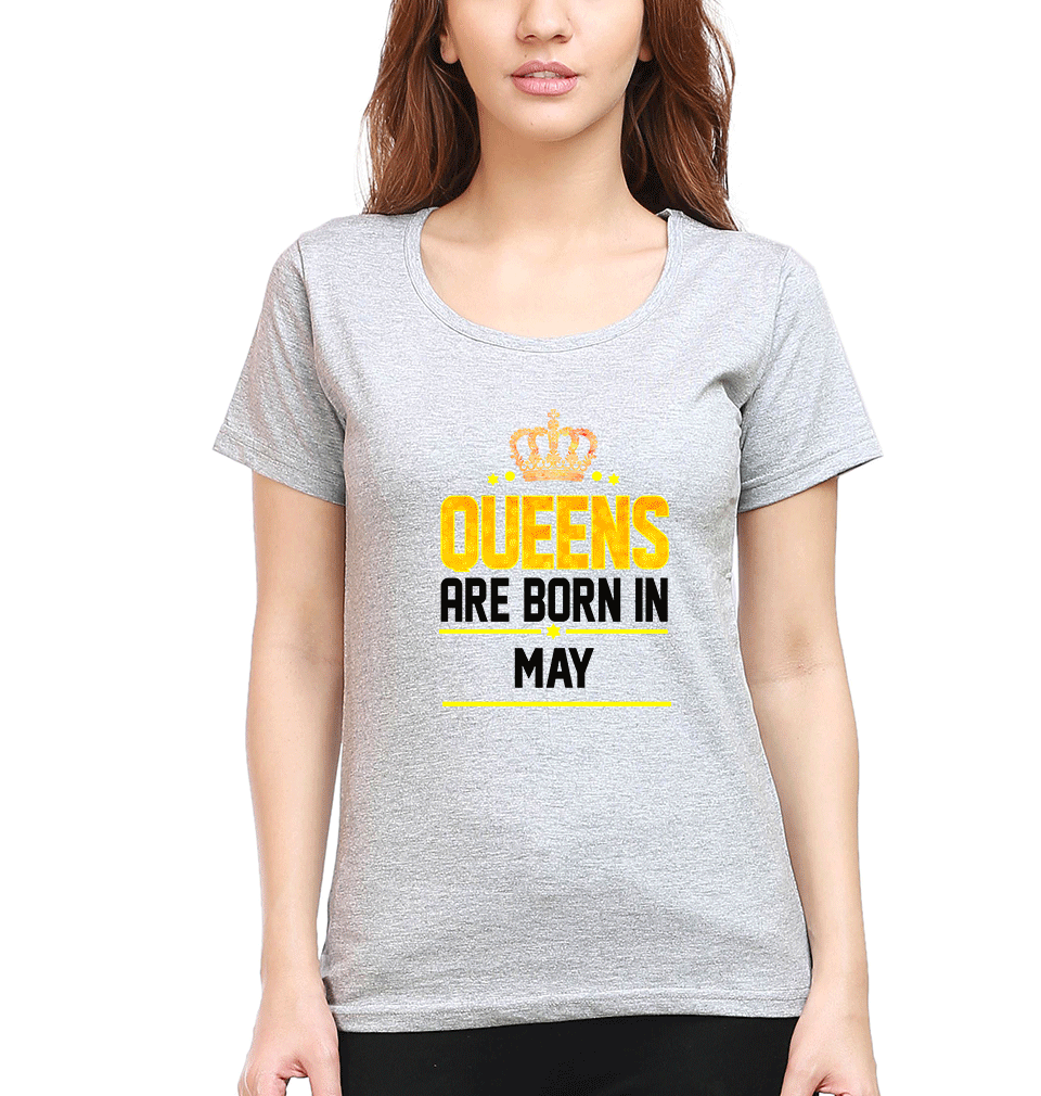Queens Are Born In May Womens Half Sleeves T-Shirts-FunkyTradition Half Sleeves T-Shirt FunkyTradition