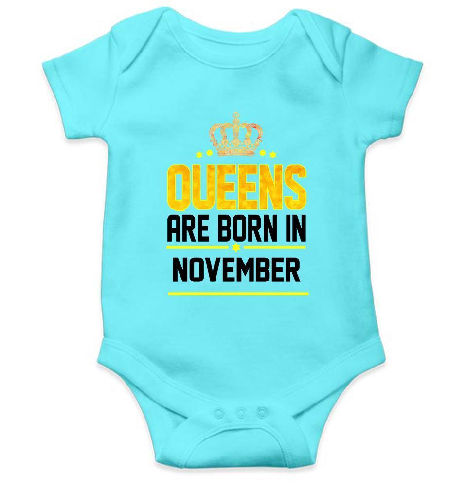 Queens Are Born In November Rompers for Baby Girl- FunkyTradition FunkyTradition