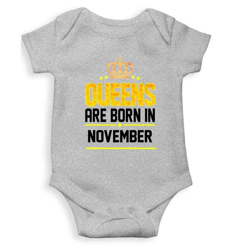 Queens Are Born In November Rompers for Baby Girl- FunkyTradition FunkyTradition