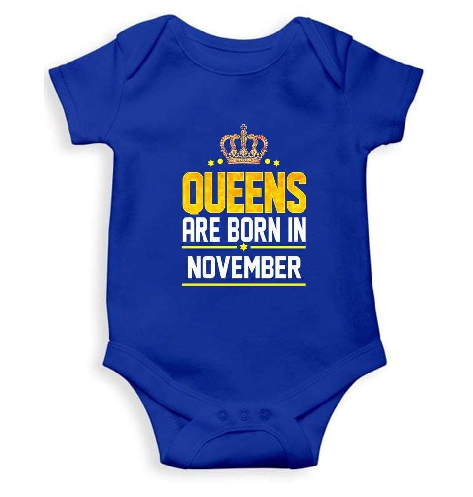 Queens Are Born In November Rompers for Baby Girl- FunkyTradition FunkyTradition