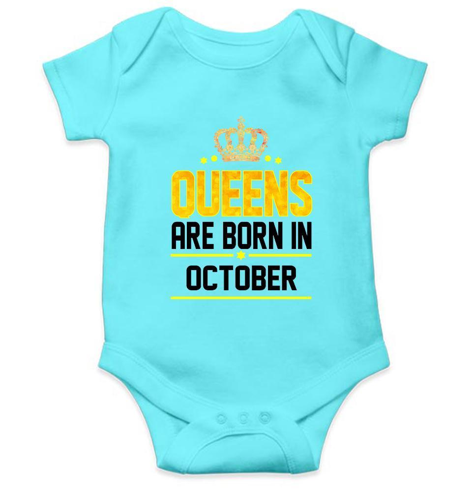 Queens Are Born In October Rompers for Baby Girl- FunkyTradition FunkyTradition