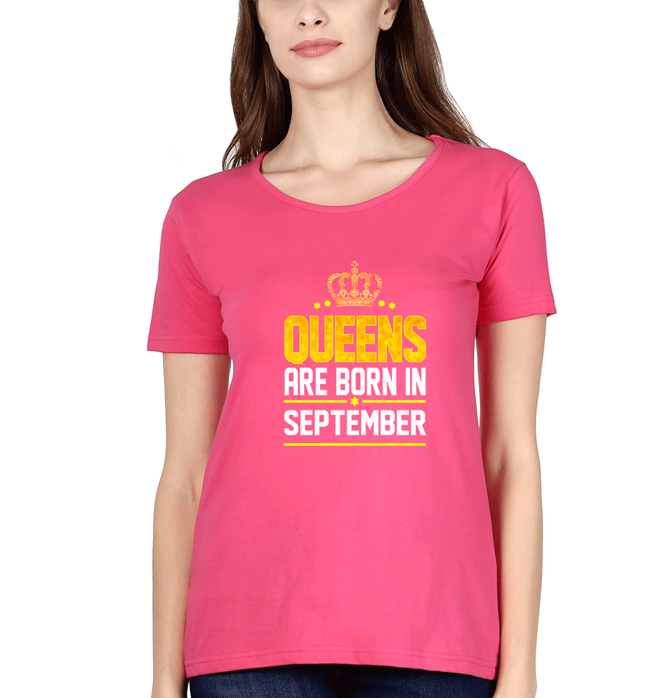 Queens Are Born In September Womens Half Sleeves T-Shirts-FunkyTradition Half Sleeves T-Shirt FunkyTradition