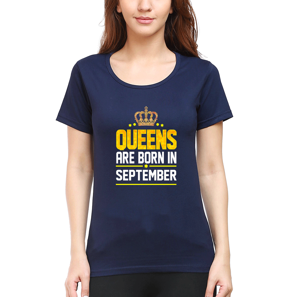 Queens Are Born In September Womens Half Sleeves T-Shirts-FunkyTradition Half Sleeves T-Shirt FunkyTradition