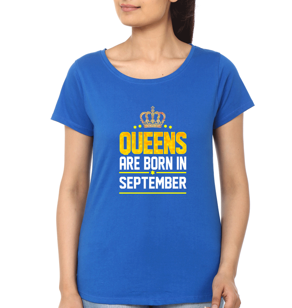 Queens Are Born In September Womens Half Sleeves T-Shirts-FunkyTradition Half Sleeves T-Shirt FunkyTradition