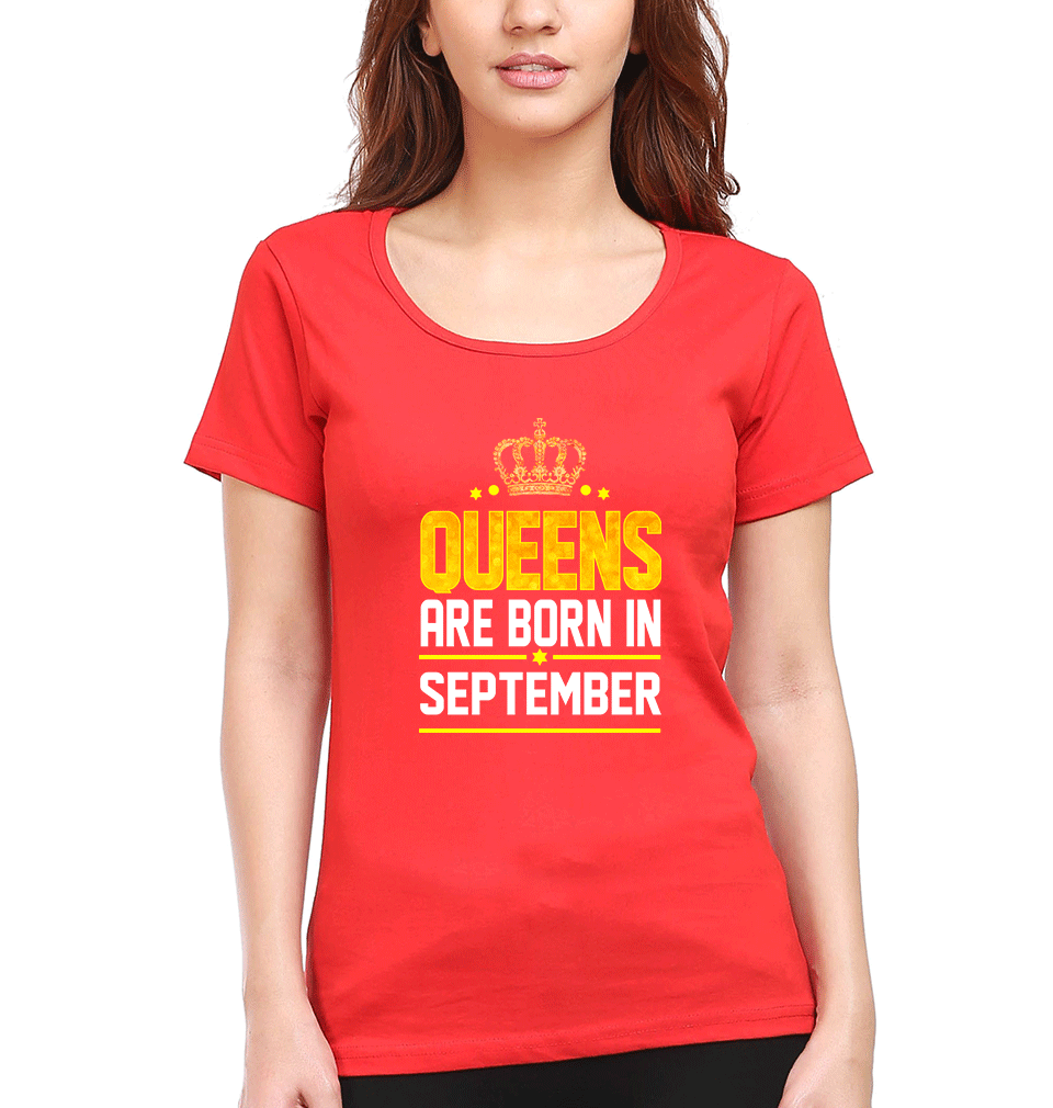 Queens Are Born In September Womens Half Sleeves T-Shirts-FunkyTradition Half Sleeves T-Shirt FunkyTradition