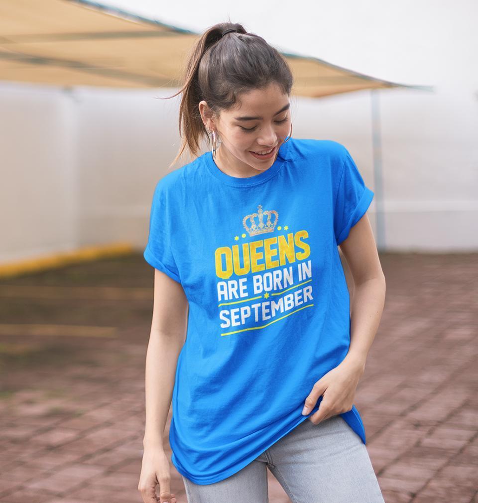 Queens Are Born In September Womens Half Sleeves T-Shirts-FunkyTradition Half Sleeves T-Shirt FunkyTradition