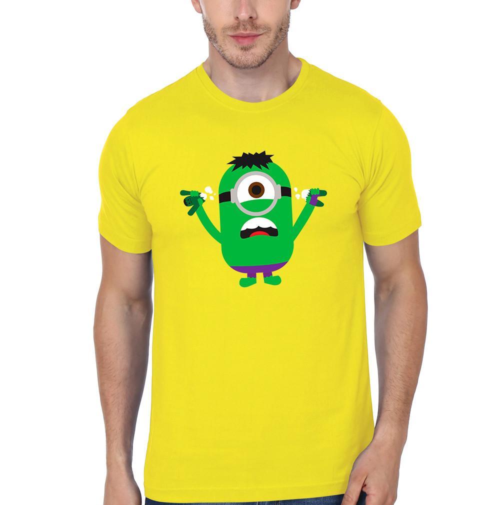 FunkyTradition Yellow Round Neck Minion Hulk Funny Men Half Sleeves T-Shirt