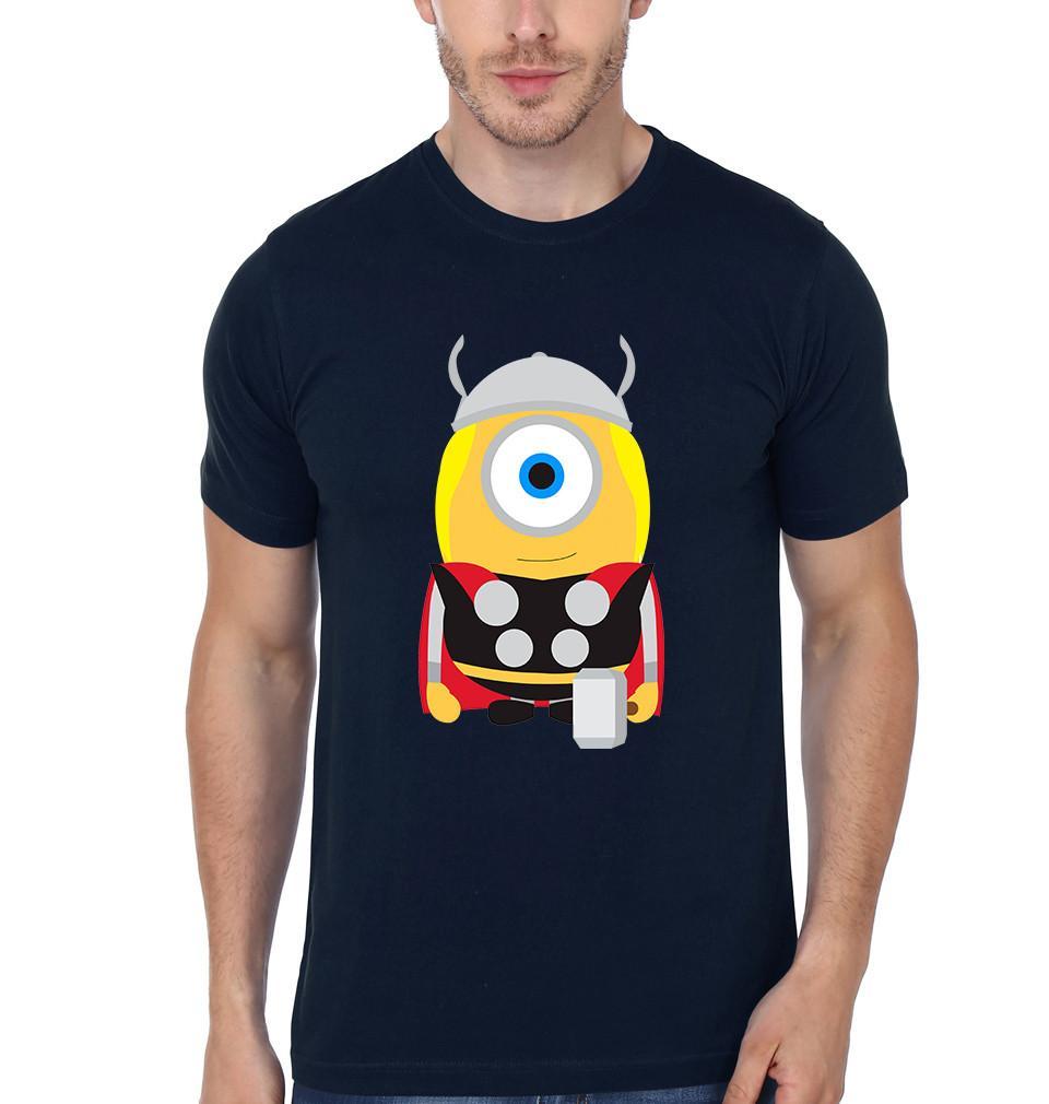FunkyTradition Navy Blue Round Neck Minion Thor Funny Men Half Sleeves T-Shirt