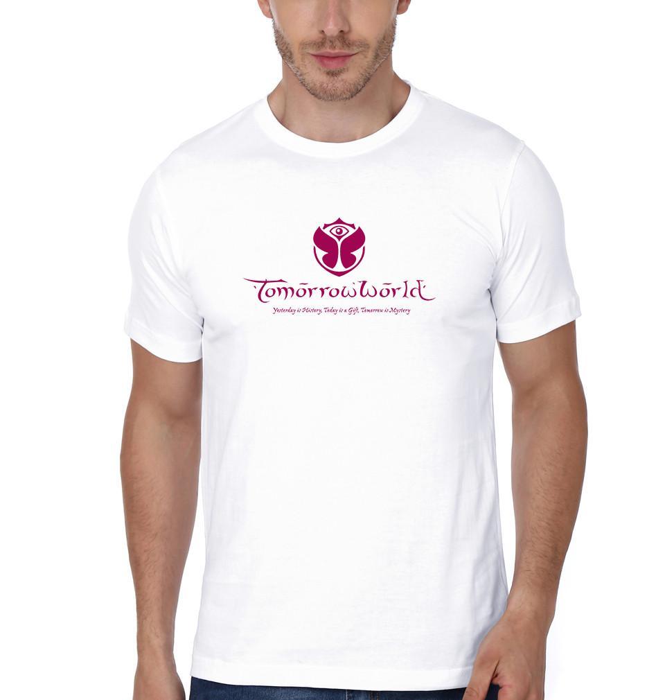 FunkyTradition White Round Neck Tomorrow World Half Sleeves T-Shirt
