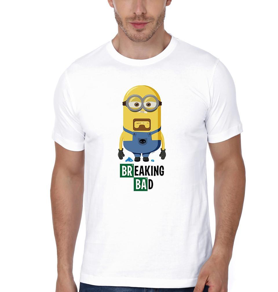 FunkyTradition White Round Neck Minion Breaking Bad Men Half Sleeves T-Shirt