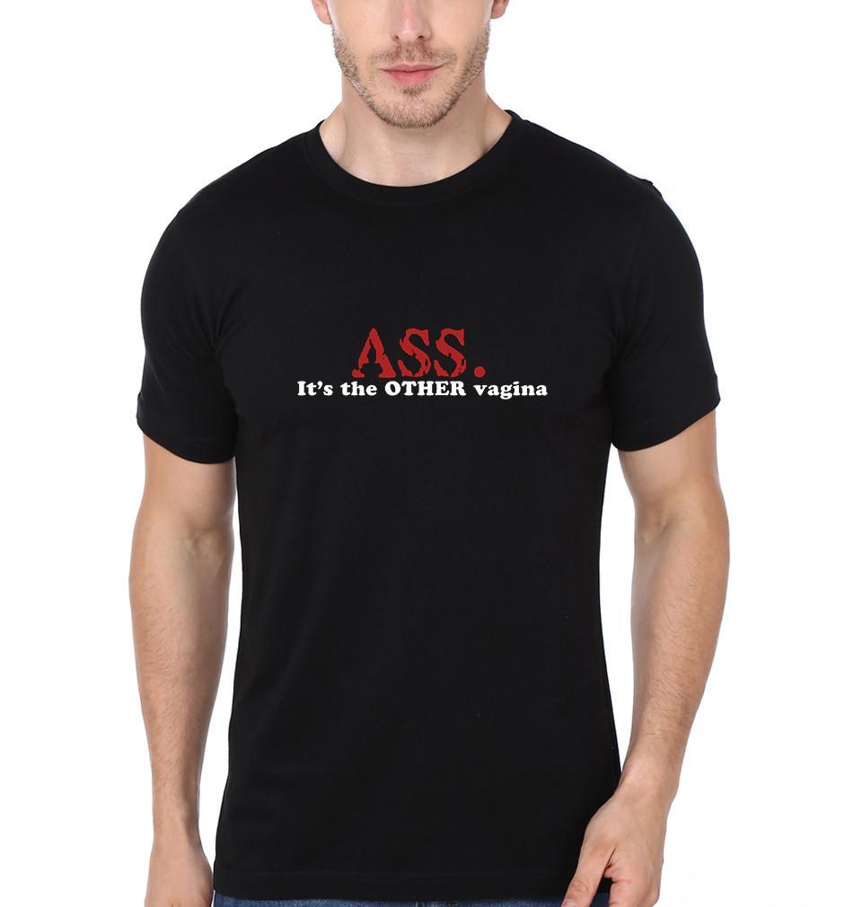 FunkyTradition Black Round Neck Ass Men Half Sleeves T-Shirt