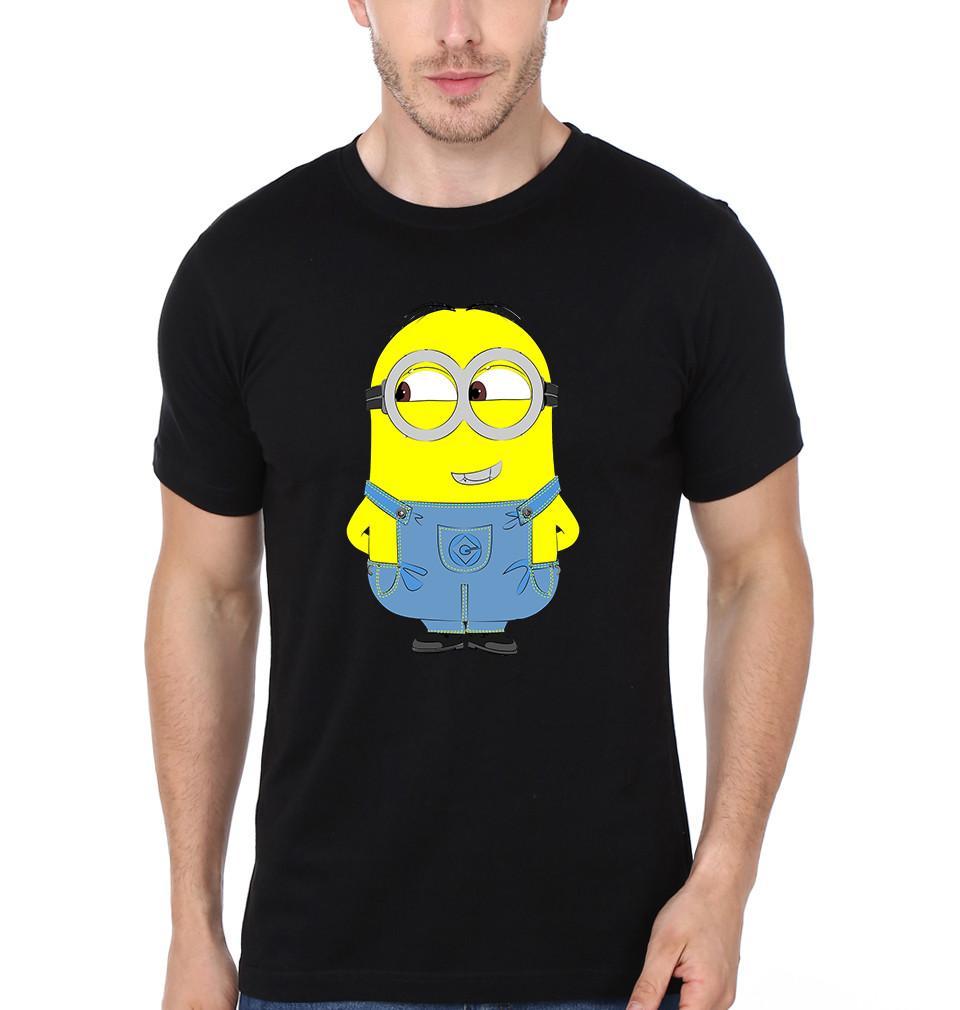 FunkyTradition Black Round Neck Minion Design Half Sleeves T-Shirt