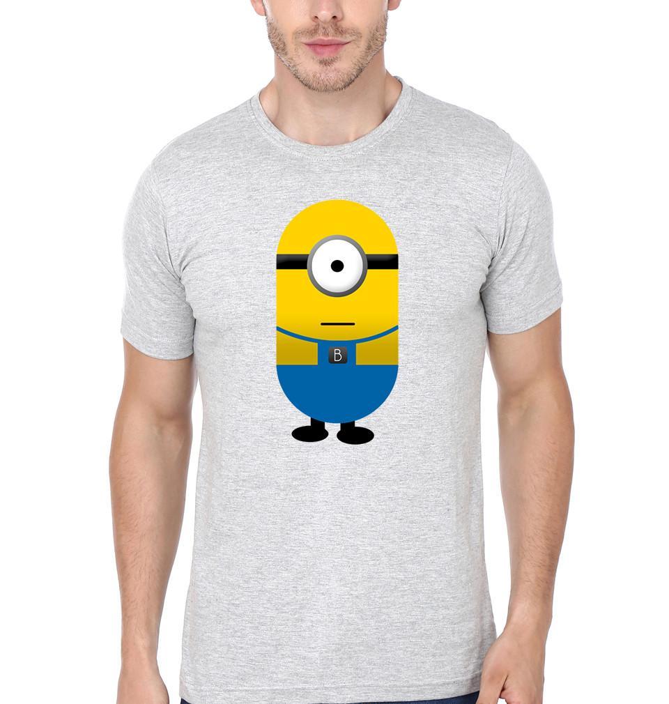 FunkyTradition Grey Round Neck Minion Men Half Sleeves T-Shirt