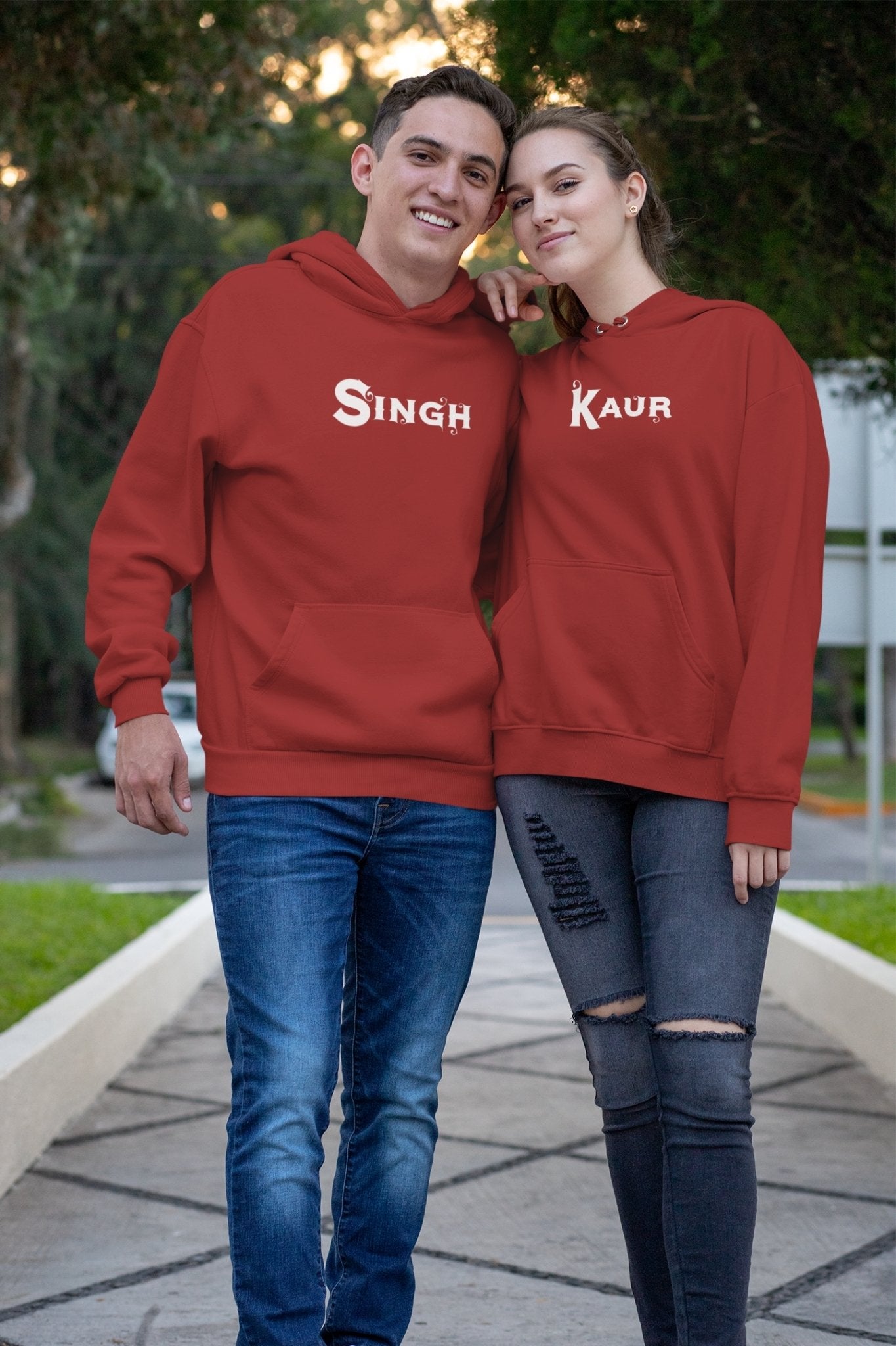 Singh Kaur Couple Hoodie-FunkyTeesClub - Funky Tees Club
