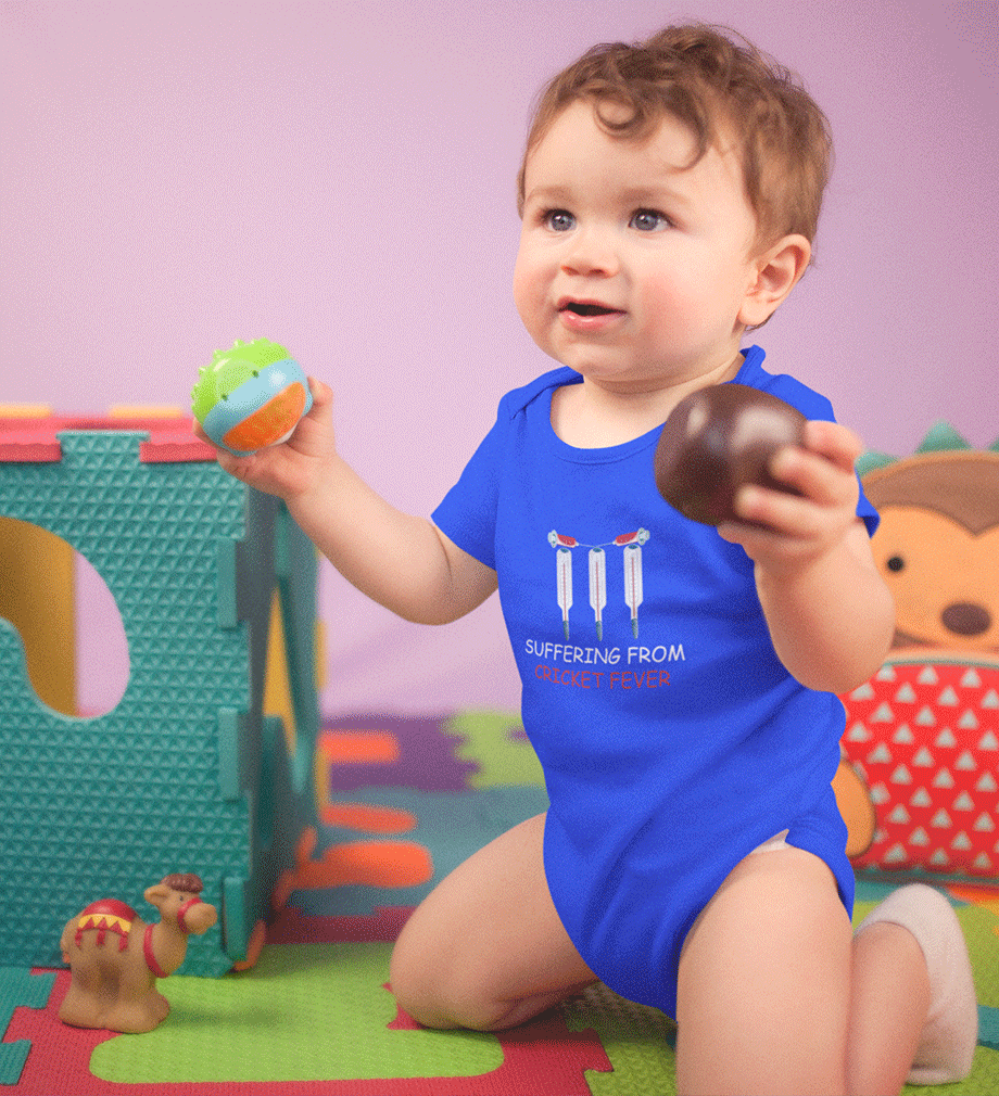 Suffering From Cricket Fever Rompers for Baby Boy - FunkyTradition FunkyTradition