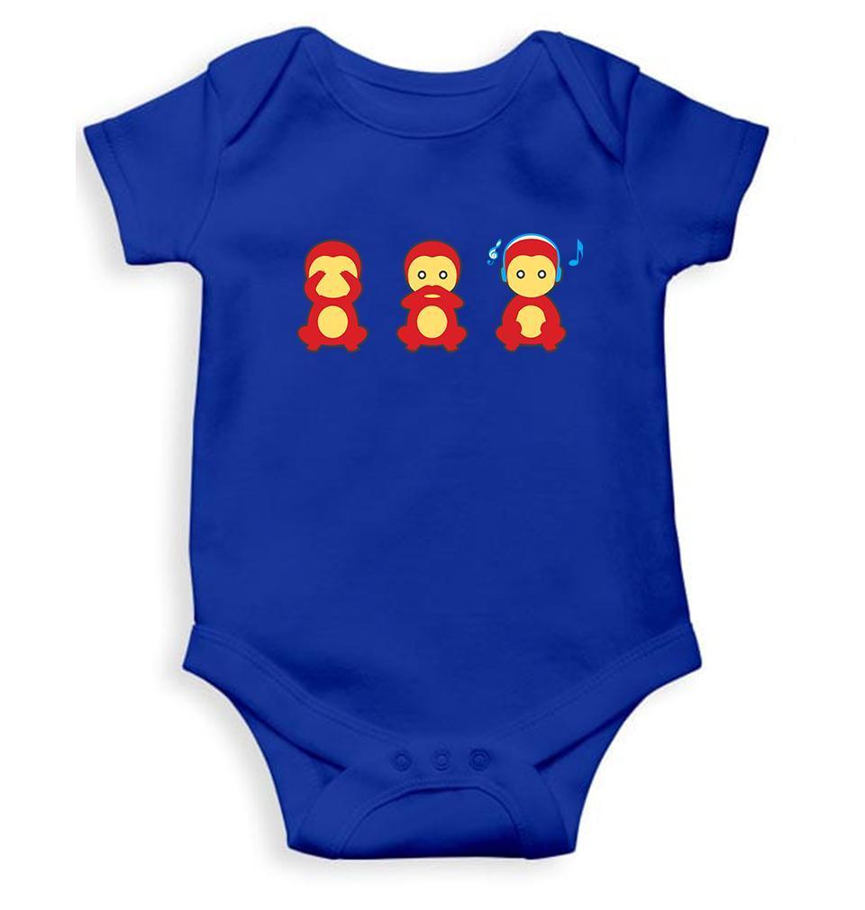 The Three wise monkeys Node Rompers for Baby Boy- FunkyTradition FunkyTradition