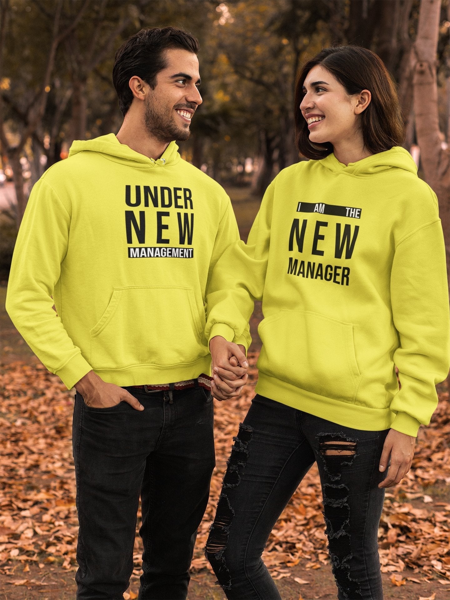 Under New Management Couple Hoodie-FunkyTeesClub - Funky Tees Club