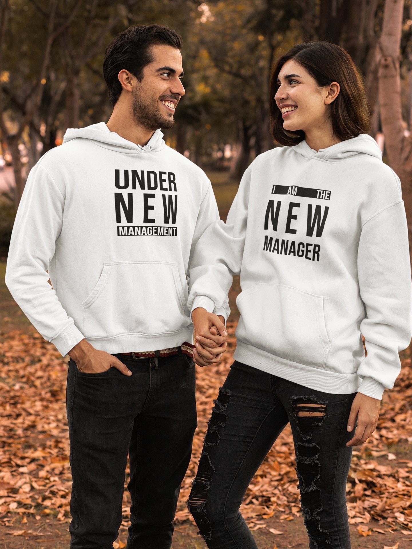 Under New Management Couple Hoodie-FunkyTeesClub - Funky Tees Club