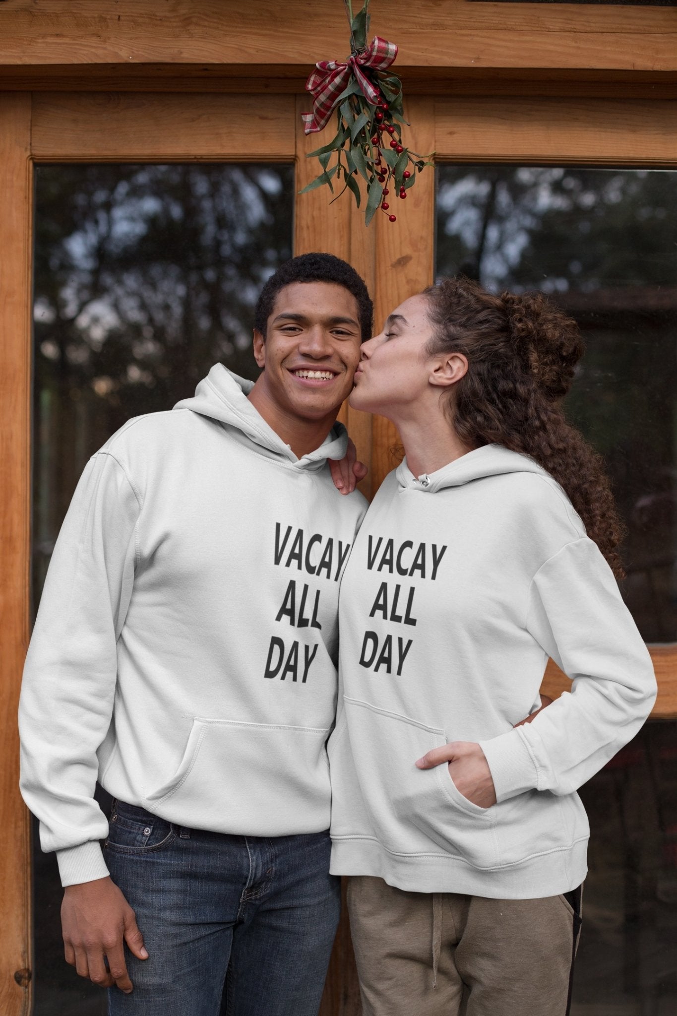Vacay All Day Couple Hoodie-FunkyTeesClub - Funky Tees Club