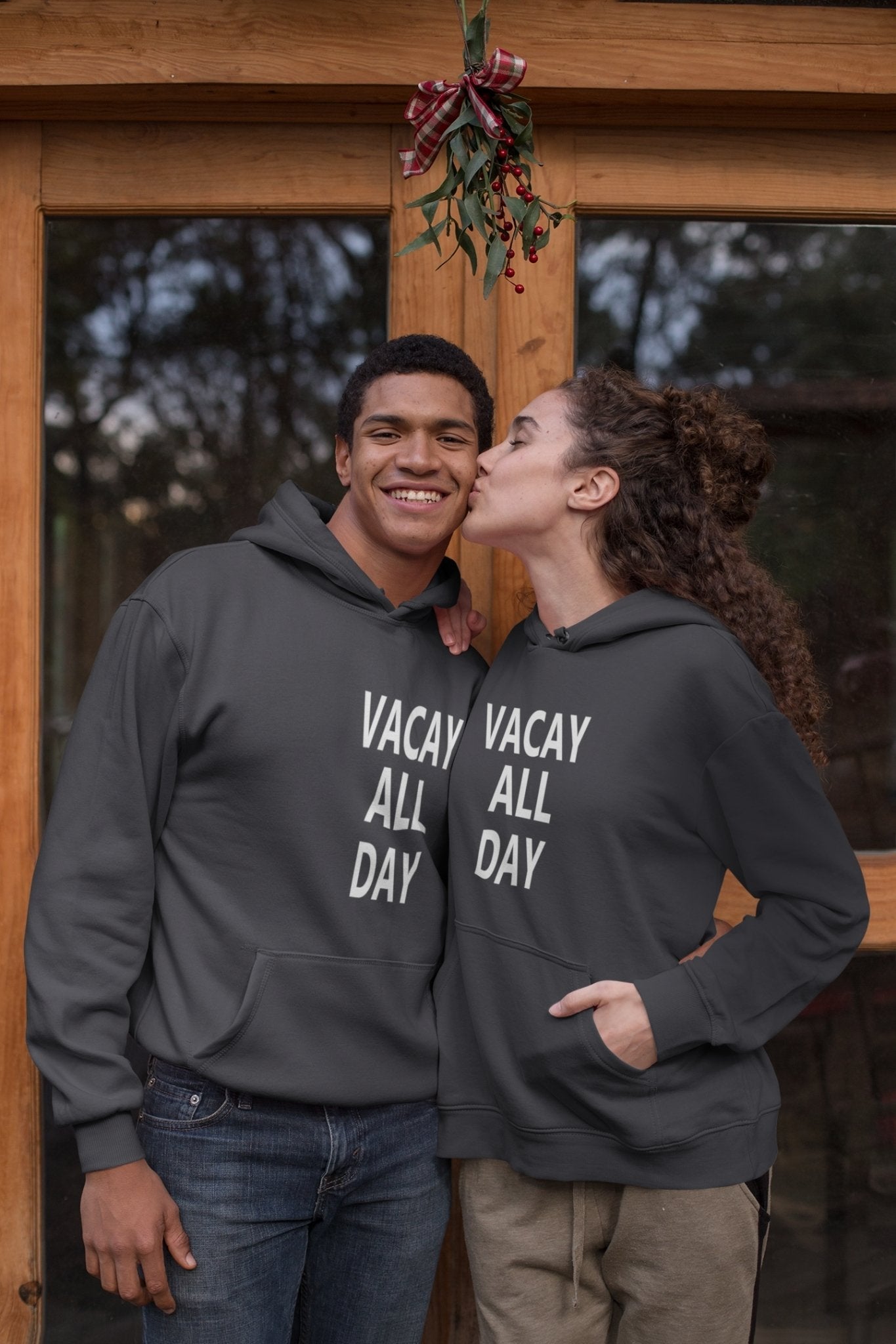 Vacay All Day Couple Hoodie-FunkyTeesClub - Funky Tees Club