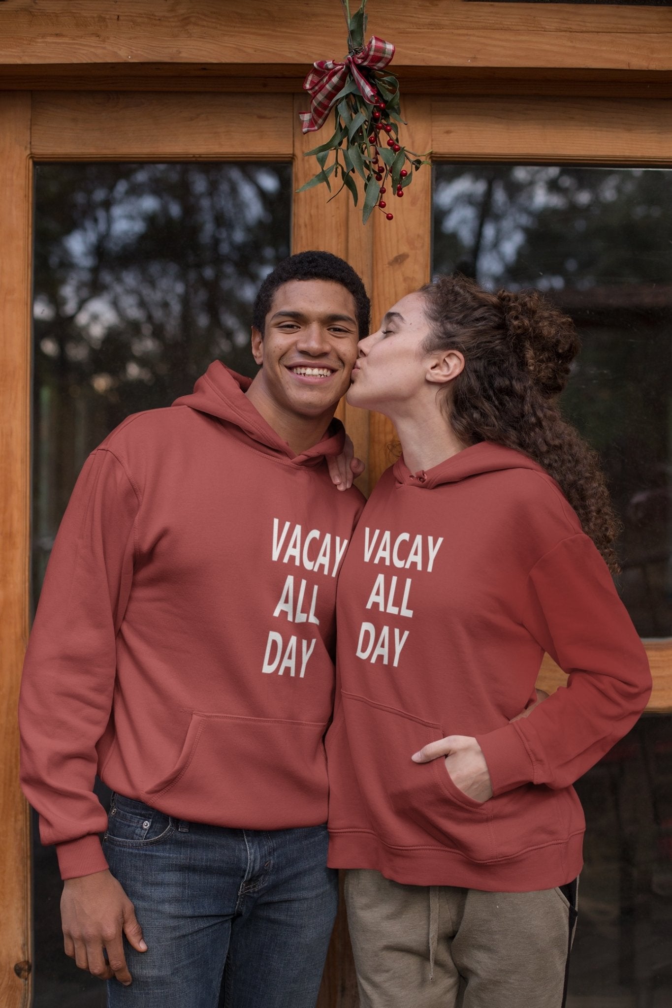Vacay All Day Couple Hoodie-FunkyTeesClub - Funky Tees Club
