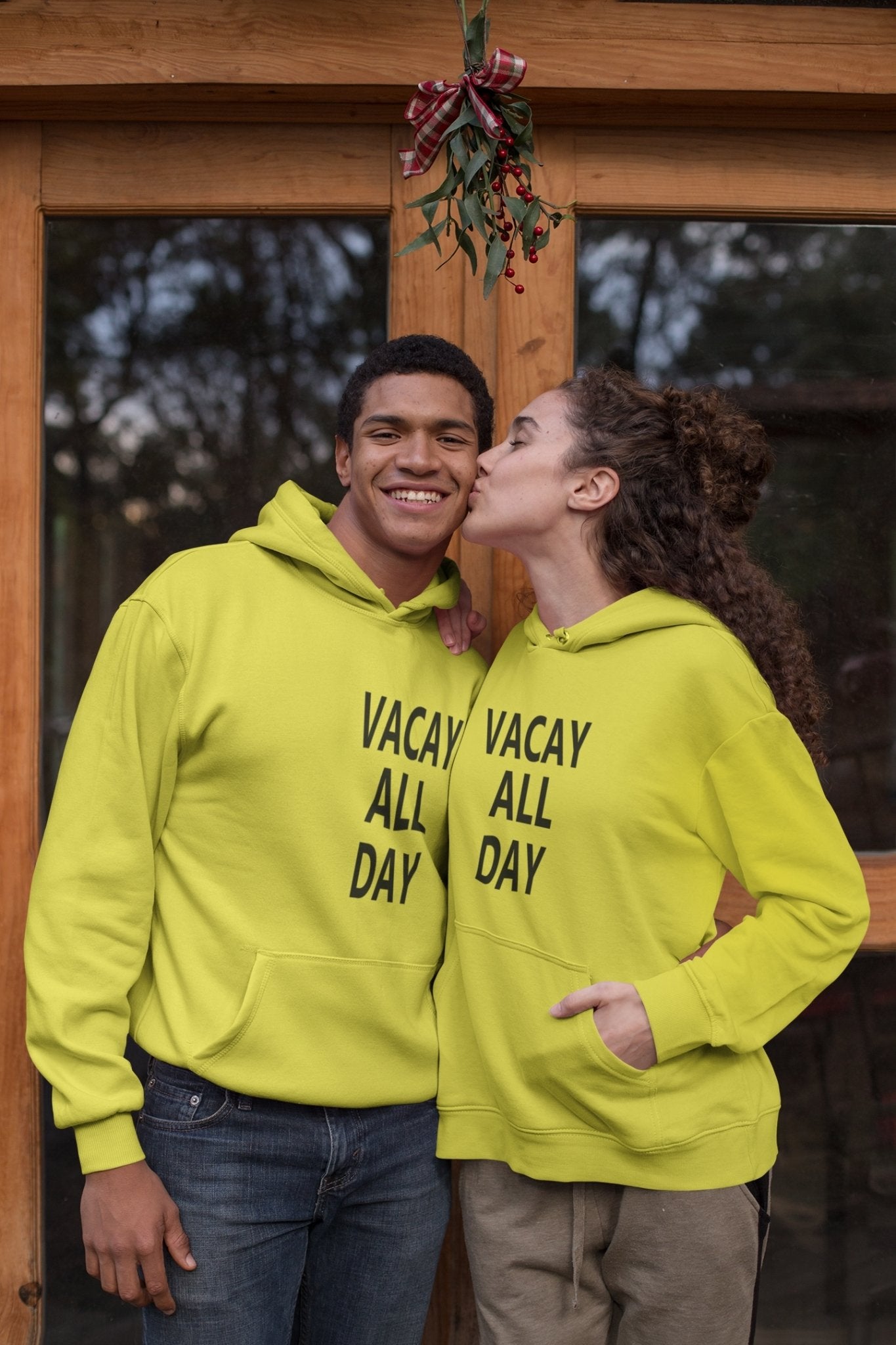Vacay All Day Couple Hoodie-FunkyTeesClub - Funky Tees Club