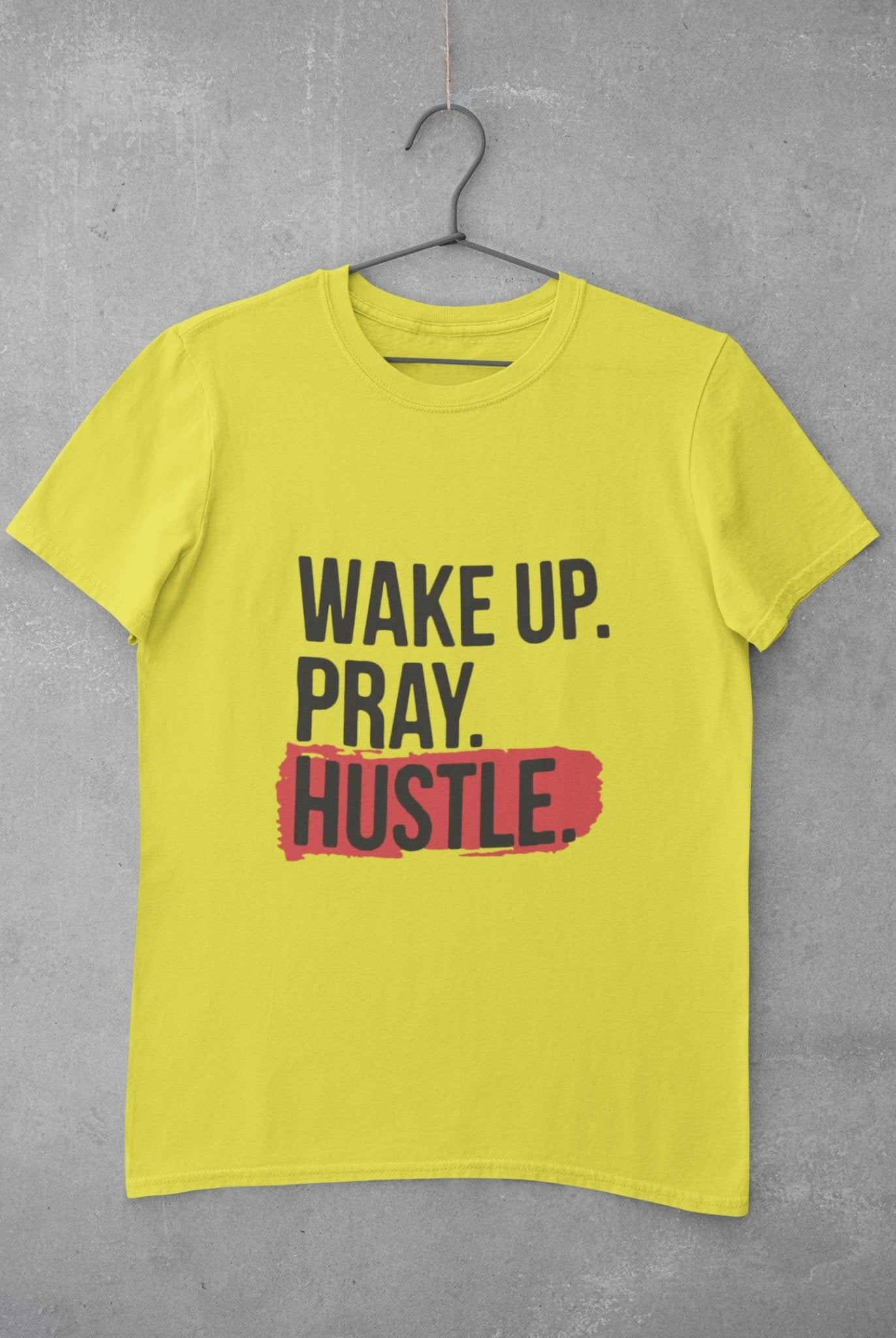 Wake Pray Hustle Mens Half Sleeves T-shirt- FunkyTeesClub - Funky Tees Club